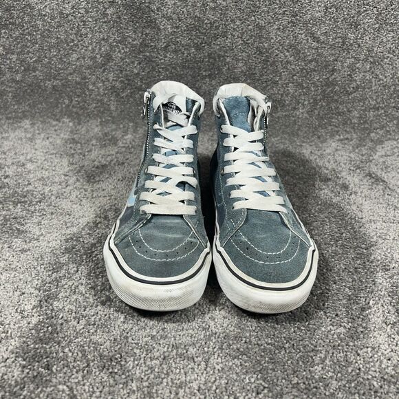 Vans Sk8 Hi Reissue Women's Size 7.5 Blue Canvas Suede Side Zip Skate Shoes Used - Picture 4 of 12